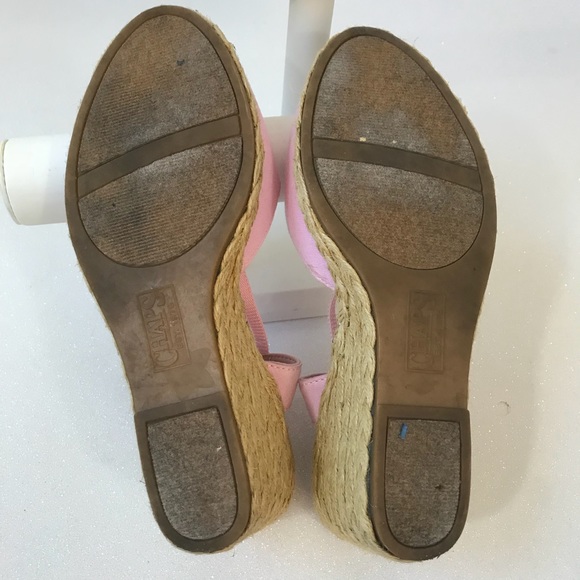 Chaps Clarissa Canvas Espadrille Wedges Pink - Picture 6 of 8